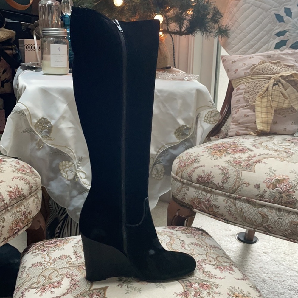 Velvet Wedge Boots